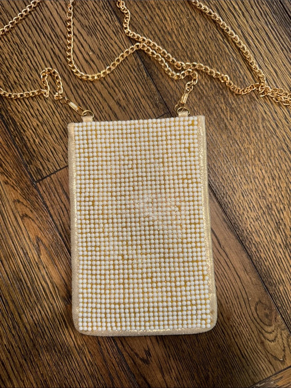 Nina New York Gold Pearl-Accented Crossbody Phone Bag